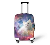 LNXSESN Housse Protection Valise Galaxie Chat Coloré Housse de Valise Lavable Elastique Anti-Rayures Protege Valise Réutilisable avec Zippé Résistant Housses de Valises pour 26-28 Pouces