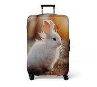 LNXSESN Housse Protection Valise Impression Lapin Blanc Housse de Valise Lavable Elastique Anti-Rayures Protege Valise Réutilisable avec Zippé Résistant Housses de Valises pour 22-25 Pouces