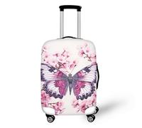 LNXSESN Housse Protection Valise Insectes Violets Rose Housse de Valise Lavable Elastique Anti-Rayures Protege Valise Réutilisable avec Zippé Résistant Housses de Valises pour 19-21 Pouces