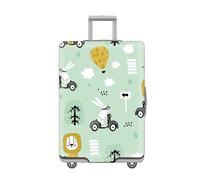 LNXSESN Housse Protection Valise Lapin Vert Noir Housse De Valise Lavable Elastique Anti-Rayures Protege Valise De Voyage Soute Réutilisable avec Zippé Résistant pour 19-21 Pouces