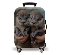 LNXSESN Housse Protection Valise Mignon Animal Gris Housse de Valise Lavable Elastique Anti-Rayures Protege Valise Réutilisable avec Zippé Résistant Housses de Valises pour 29-32 Pouces