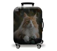 LNXSESN Housse Protection Valise Orange Chat Blanc Housse de Valise Lavable Elastique Anti-Rayures Protege Valise Réutilisable avec Zippé Résistant Housses de Valises pour 22-25 Pouces