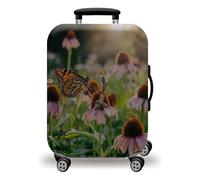 LNXSESN Housse Protection Valise Orange Papillon Rose Housse de Valise Lavable Elastique Anti-Rayures Protege Valise Réutilisable avec Zippé Résistant Housses de Valises pour 22-25 Pouces