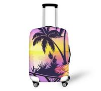 LNXSESN Housse Protection Valise Palmiers Arbres Violet Housse de Valise Lavable Elastique Anti-Rayures Protege Valise Réutilisable avec Zippé Résistant Housses de Valises pour 29-32 Pouces