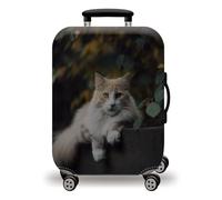 LNXSESN Housse Protection Valise Plante Blanche Chat Housse de Valise Lavable Elastique Anti-Rayures Protege Valise Réutilisable avec Zippé Résistant Housses de Valises pour 26-28 Pouces