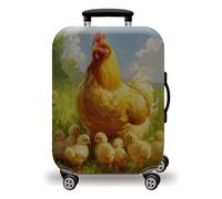 LNXSESN Housse Protection Valise Poulet Bleue Verte Housse de Valise Lavable Elastique Anti-Rayures Protege Valise Réutilisable avec Zippé Résistant Housses de Valises pour 26-28 Pouces