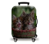 LNXSESN Housse Protection Valise Rayures Brunes Vertes Housse de Valise Lavable Elastique Anti-Rayures Protege Valise Réutilisable avec Zippé Résistant Housses de Valises pour 26-28 Pouces