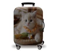 LNXSESN Housse Protection Valise Vert Orange Chat Housse de Valise Lavable Elastique Anti-Rayures Protege Valise Réutilisable avec Zippé Résistant Housses de Valises pour 22-25 Pouces