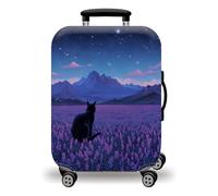 LNXSESN Housse Valise Bleu Chat Violet Housse de Valise Lavable Elastique Anti-Rayures Protege Valise Voyage Réutilisable avec Zippé Résistant Housses de Valises pour 19-21 Pouces