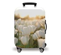 LNXSESN Housse Valise Fleur Blanche Housse de Valise Lavable Elastique Anti-Rayures Protege Valise Voyage Réutilisable avec Zippé Résistant Housses de Valises pour 26-28 Pouces
