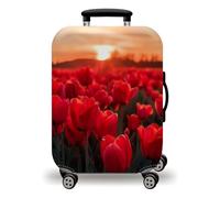 LNXSESN Housse Valise Fleur Rouge Housse de Valise Lavable Elastique Anti-Rayures Protege Valise Voyage Réutilisable avec Zippé Résistant Housses de Valises pour 19-21 Pouces