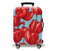 LNXSESN Housse Valise Fleur Rouge Minimaliste Housse de Valise Lavable Elastique Anti-Rayures Protege Valise Voyage Réutilisable avec Zippé Résistant Housses de Valises pour 19-21 Pouces