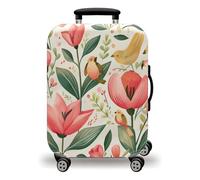 LNXSESN Housse Valise Fleur Verte Animale Housse de Valise Lavable Elastique Anti-Rayures Protege Valise Voyage Réutilisable avec Zippé Résistant Housses de Valises pour 22-25 Pouces