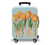 LNXSESN Housse Valise Fleurs Oranges Imprimer Housse de Valise Lavable Elastique Anti-Rayures Protege Valise Voyage Réutilisable avec Zippé Résistant Housses de Valises pour 19-21 Pouces