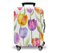 LNXSESN Housse Valise Jaune Violet Blanc Housse de Valise Lavable Elastique Anti-Rayures Protege Valise Voyage Réutilisable avec Zippé Résistant Housses de Valises pour 26-28 Pouces