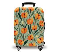 LNXSESN Housse Valise Orange Vert Rétro Housse de Valise Lavable Elastique Anti-Rayures Protege Valise Voyage Réutilisable avec Zippé Résistant Housses de Valises pour 26-28 Pouces