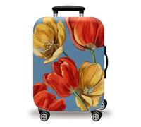 LNXSESN Housse Valise Rouge Bleu Rétro Housse de Valise Lavable Elastique Anti-Rayures Protege Valise Voyage Réutilisable avec Zippé Résistant Housses de Valises pour 19-21 Pouces