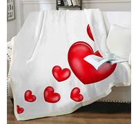 LNXSESN Plaid Coeur Rouge Blanc Plaid Polaire Conception Recto-Verso Plaid Canape Flanelle Laine d'agneau Couverture Polaire Mou Plaide Jeté de Canapé Épaissir Couverture Laine 180x220cm