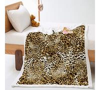 LNXSESN Plaid Marron Motif Léopard Plaid Polaire Conception Recto-Verso Couverture Polaire Flanelle Laine d'agneau Plaid Canape Mou Plaide Couvertures et Plaids Épaissir 180x220cm