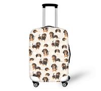 LNXSESN Protege Valise Beige Chien Noir Housse Protection Valise de Voyage Lavable Elastique Anti-Rayures Housse de Valise Réutilisable avec Zippé Résistant pour 26-28 Pouces