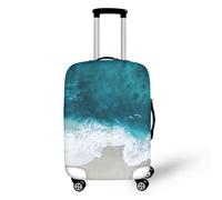 LNXSESN Protege Valise Bleu Blanc Housse Protection Valise de Voyage Lavable Elastique Anti-Rayures Housse de Valise Réutilisable avec Zippé Résistant pour 26-28 Pouces