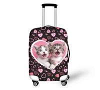 LNXSESN Protege Valise Cat Rose Noir Housse Protection Valise de Voyage Lavable Elastique Anti-Rayures Housse de Valise Réutilisable avec Zippé Résistant pour 19-21 Pouces