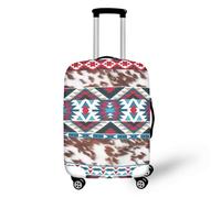 LNXSESN Protege Valise Géométrie Bleue Marron Housse Protection Valise de Voyage Lavable Elastique Anti-Rayures Housse de Valise Réutilisable avec Zippé Résistant pour 26-28 Pouces