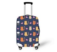 LNXSESN Protege Valise Orange Chat Rose Housse Protection Valise de Voyage Lavable Elastique Anti-Rayures Housse de Valise Réutilisable avec Zippé Résistant pour 22-25 Pouces