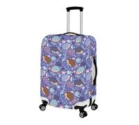 LNXSESN Protege Valise Violet Animaux Feuille Housse Protection Valise de Voyage Lavable Elastique Anti-Rayures Housse de Valise Réutilisable avec Zippé Résistant pour 26-28 Pouces