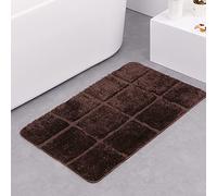 LNXSESN Tapis De Bain Marron Foncé Tapis Salle De Bain Moelleux Microfibre Tapis De Douche Absorbant Tapis De Salle De Bain Lavable Machine Tapis Bain Antidérapant Epais Paillasson Interieur 50x80cm