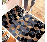 LNXSESN Tapis Salon Or Bleu Noir Paillasson Extérieur Polyester Paillasson Interieur Mou Tapis Entree Interieur Tapis Absorbant Entree Tapis D'entrée Antidérapant Paillasson Exterieur 80x120cm