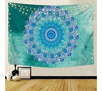 LNXSESN Tenture Murale Mandala Turquoise Tapisserie Murales Polyester Decoration Chambre Deco Chambre Aesthetic Salon Tapisserie Murale Toile Murale Tapisserie Murale Tissu 150x200cm