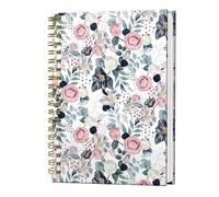 LNZLKING Carnet à spirale pour homme et femme - Couverture rigide A5 - 120 pages en papier épais - Pour l'école, le travail et le bureau - 21 x 15 cm (aquarelle rose florale)