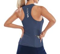 Lo.Gas Maillot de cyclisme sans manches pour femme - Respirant - Maillot de vélo de course - T-shirt de VTT - T-shirt de sport pour femme - 4 poches, Bleu foncé, XS