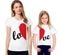 Lo-Ve Mère et Fille Matching Family Shirt Set, white-417, Women XL - Kid 8-9 yrs