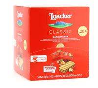 Loacker Boîte à goûter napolitaine gaufrée (204 pièces) • Mini biscuits gaufrés en noisette emballés individuellement • Gaufres croustillantes d'Italie • Grand paquet pour le bureau, l'école, les