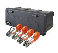 LOADCARE Sécurité de chargement pour caisse de remorque de voiture, camionnette, boîte de timon étanche, avec accessoires, 750 x 300 x 355 (avec 4 sangles d'arrimage à cliquet, 1 pièce)