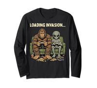 Loading Invasion Sasquatch Bigfoot Alien Playing Video Games Manche Longue