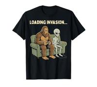 Loading Invasion Sasquatch Bigfoot Alien Playing Video Games T-Shirt