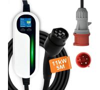 Loady Wallbox mobile, type 2, CEE, 11kW, triphasé, 5m, 6-16A avec puissance de charge réglable, station de charge mobile
