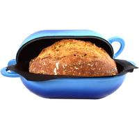 LoafNest - Le kit de cuisson du pain artisanal le plus simple du monde. Cocotte en fonte [Bleu Dégradé] avec revêtement antiadhésif en silicone perforé