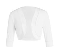 Loalirando Boléro Femme Classique à Manches 1/2 Gilet Ouvert Devant Couleur Uni, Blanc, S