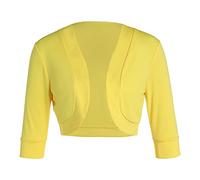 Loalirando Boléro Femme Classique à Manches 1/2 Gilet Ouvert Devant Couleur Uni, Jaune, XL