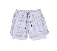 Loalirando Shorts de Sport Homme Doublé avec Poche pour Téléphone Portable Costume Fitness Gym à Séchage Rapide