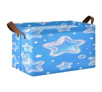 Loancwa Blue Dream Bac de rangement pliable avec cadre en métal et grille en polyester imperméable avec base creuse pour la maison, la salle de bain, le placard, la buanderie