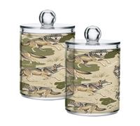Loancwa Grassland Wolf Lot de 2 boîtes de rangement pour cotons-tiges Motif