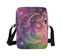 Loancwa Sac à bandoulière en polyester avec motif lune, style astrologie, 16,8 x 23,9 x 6,3 cm, multi-compartiments pour le quotidien, l'extérieur, les voyages, l'école et cadeau décontracté