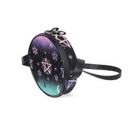 Loancwa Sac à bandoulière rond, petit sac rond à motif cercle magique, sac à main zippé, adapté pour les femmes et les enfants