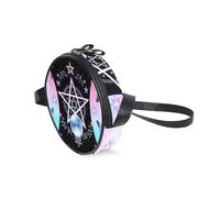 Loancwa Sac à bandoulière rond, petit sac rond à motif cercle magique, sac à main zippé, adapté pour les femmes et les enfants