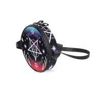 Loancwa Sac à bandoulière rond, petit sac rond à motif cercle magique, sac à main zippé, adapté pour les femmes et les enfants